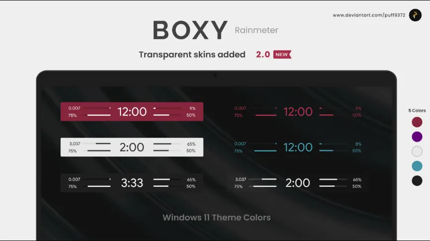 Screenshot of BOXY Rainmeter Skin