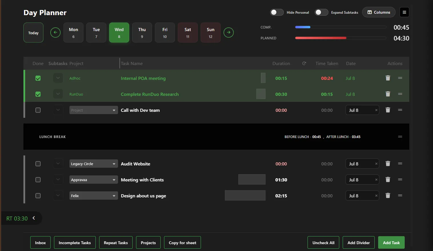 Screenshot of Day Planner